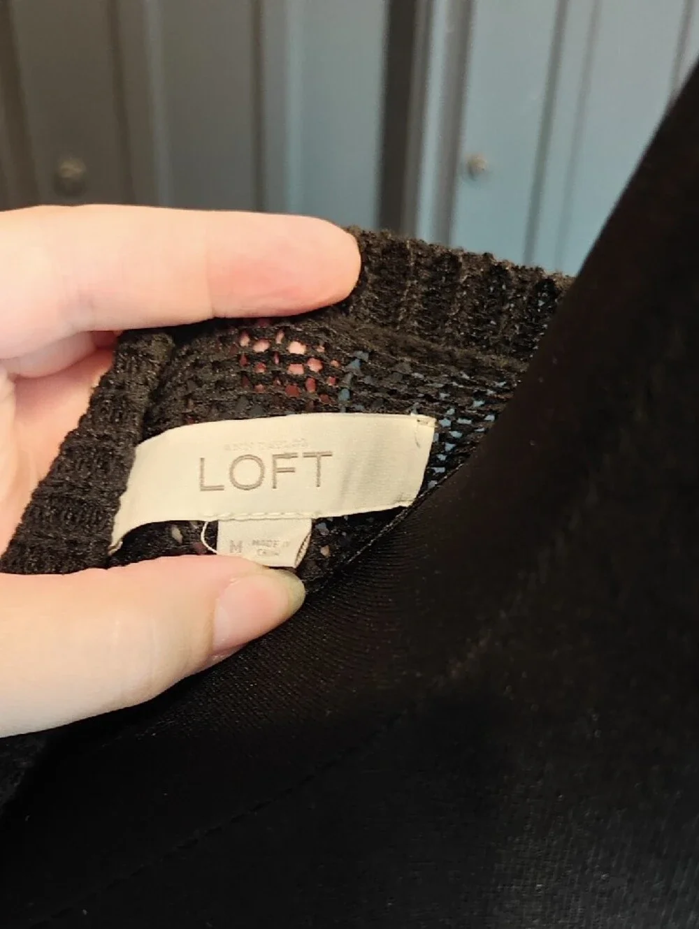 LOFT Black Fringe Open-Front Cardigan